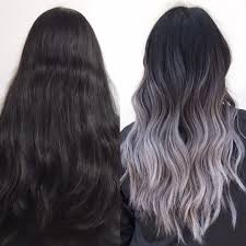 Black And Ash Gray Ombre Hair Swipe To See My Client S First Session Before And After Is Her 2nd Session Patience Is Key When Going G Hair Color Asian Grey Ombre Hair Black Hair Ombre