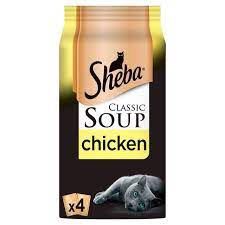 Classic recipe of delicately flaked morsels in a smooth, silky soup. Sheba Classics Soup Wet Cat Food Pouches With Chicken Fillets Morrisons