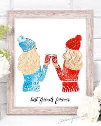 Best Friends Illustration Christmas Gift For Best Friend Christmas Gift For Best Friend Diy Gift For Bff Bff Christmas Christmas Gifts For Friends