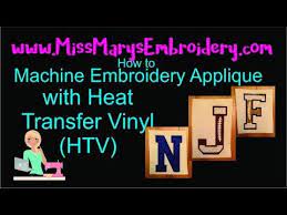 Machine Applique With Heat Transfer Vinyl Htv Youtube Machine Embroidery Applique Machine Applique Machine Embroidery