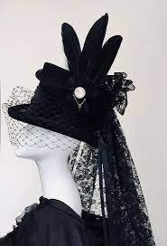 Steampunk Gothic Raven Black Lace Mourning Top Hat Feather Headpiece Fancy Hats Steampunk Hat