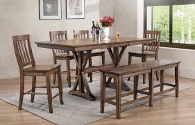 Clennell Counter Height Drop Leaf Rubber Solid Wood Dining Table Pub Table Sets Solid Wood Dining Table Dining Set With Bench