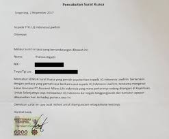 Surat kuasa adalah surat pemberian kuasa kepada pihak yang ditunjuk untuk bisa bertindak atas nama si pemberi tulisan ini membahas pengertian, fungsi, dan contoh surat kuasa yang sering kita butuhkan. Akhirnya Kedua Pelapor Cabut Surat Kuasa Tuntutan Terhadap Dua Petinggi Pt Asuransi Allianz Life Indonesia Asuransi Jiwa Dan Asuransi Kesehatan Terbaik