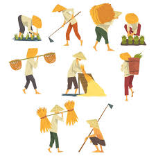 Panen padi tradisional panen padi ini sebenarnya adalah panen dengan cara tradisional dan perpaduan semi modern dengan. Set Of Workers Carrying Sacks In Various Poses Vector Illustrations 152981458 Larastock
