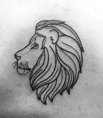 Black Ink Outline Small Chest Lion Mens Tattoos Small Chest Tattoos Chest Tattoo Men Chest Tattoo
