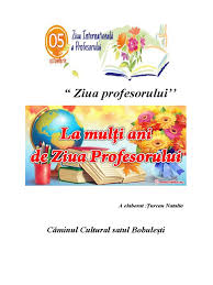 Comunicat de presă fsli /31.12.2020: Ziua Profesorului CÄƒminul Cultural Satul BobuleÈ™ti