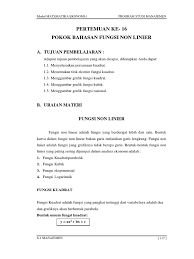 Soal dan pembahasan fungsi kuadrat baca juga. Pertemuan 16 Fungsi Non Linier