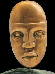 Moko Pounamu Face Bronze sculpture NZ Genuine Kawakawa Flower Greenstone