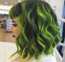 Black And Neon Green Hair Dimensional Green Hair Green Hair Vivid Green Neon Green By Nealmhair Green Hair Bright Hair