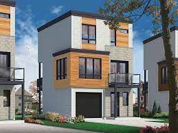 Modern Style House Plan 76463 With 3 Bed 2 Bath 1 Car Garage Drummond House Plans Modern Style House Plans Narrow House Designs