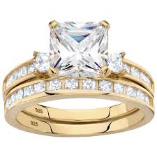 Shop bridal ring sets in a variety of precious metals and designs such as traditional and classic. Gettington Palmbeach Jewelry 14k Gold Over Sterling Silver Princess Cut Cz Bridal Set