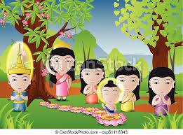 Buddha Geboren Buddha Wurde Unter Dem Baum In Der Cartoon Version Geboren Gut Fur Wichtige Tage Des Buddhismus Vektor Canstock