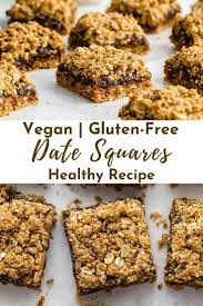 Healthy Date Squares Vegan Gluten Free Recipe Date Squares Square Recipes Vegan Desserts
