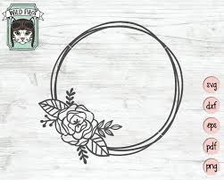 Wreath Svg File Flower Wreath Svg Offset Wreath Clip Art Etsy Wreath Clip Art Wreath Clip Monogram Wreath