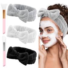 3 Piezas Diadema de Maquillaje, Diademas Faciales Banda, Microfibra de Spa  Diadema Elásticas con 2 Cepillo de Mascarilla, Para Baño,Spa, Yoga,  maquillaje y deporte(lazo) : Amazon.es: Belleza