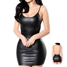 Your black latex stock images are ready. Women Latex Dress Sleeveless V Neck Summer Clubwear Outfits Party Black Backless Leather Dresses Cosplay Fancy Lingerie Dress Forwomen Black S Amazon In Home Kitchen