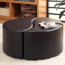 4 Piece Cocktail Ottoman Leather Ottoman Coffee Table Round Leather Ottoman Storage Ottoman Coffee Table