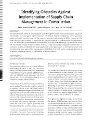 We did not find results for: Pdf Identifying Obstacles Against Implementation Of Supply Chain Management Concepts In Construction