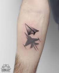Imagination Paper Plane With Jet Shadow Tattoo Shadow Tattoo Tattoos Airplane Tattoos