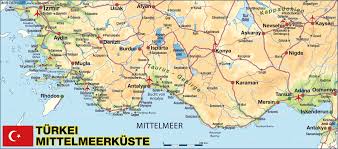 Knapp drei prozent des staatsgebietes im nordwesten des landes liegt auf dem europäischen kontinent. Karte Von Turkei Mittelmeerkuste Region In Turkei Welt Atlas De