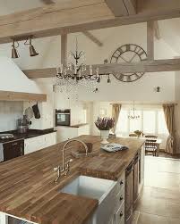 Decoration Chic Deco Maison Villa Cuisine Kitchen Wood Clock Chandelier Antiques Frenchvintage Cuisine Campagne Chic Cuisines Deco Cuisine Campagne