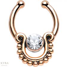 Fake Septum Ring With Rose Gold Plated Cz