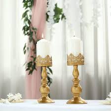 Glass hurricanes create an artful display on the mantle, dining table, coffee table or credenza. Tableclothsfactory Set Of 2 Lace Design 12 Tall Gold Amber Hurricane Glass Candle Holder With Glass Tube For Wedding Centerpiece Home Decor Hurricane Candleholders Femsa Com
