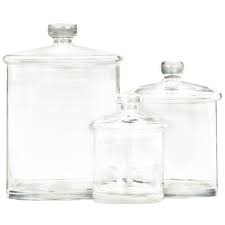 New Traditional 3 Piece Glass Decorative Jar Set Clear Glass Round Bottles With Flat Dome Lids And Thick Glass K Glass Canister Set Glass Jars Glass Canisters