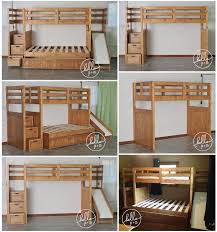 Twin Over Full Over Twin Trundle Solid Wood Bunk Bed With Stairs And Slide In 2020 Bunk Beds With Stairs Diy Loft Bed Loft Bed