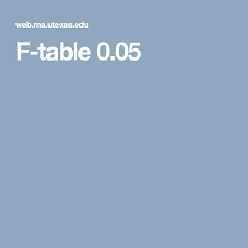F Table 0 05 Table School