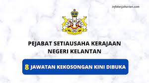 Jabatan kesihatan negeri kelantan aras 5, wisma persekutuan, jalan bayam kota bharu, 15590. Permohonan Jawatan Kosong Di Bawah Pejabat Setiausaha Kerajaan Negeri Kelantan