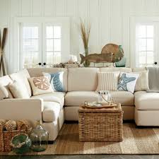 Great Nautical Beach Cottage Look For A Living Room With Cozy Seating Arrangement Coastal Decorating Living Room Coastal Style Living Room Coastal Living Rooms
