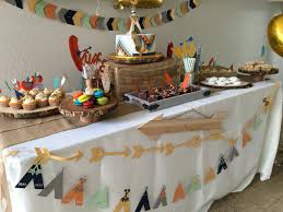 Baby Boy 1st Birthday Decoration Ideas For Boy India Pow Wow Tribal Birthday Party Table Setup Indian Birthday Parties Tribal Birthday Party Tribal Baby Shower