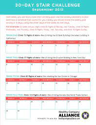 30 Day Stair Climbing Challenge From Healthy Company Alliance Workout For Beginners Climbing Stairs Workout Challenges