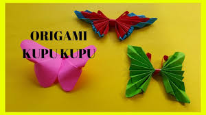 Hiasan kelas pakai kertas origami. 3 Cara Melipat Kertas Origami Kupu Kupu Youtube