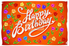 Download the above happy orange birthday background image and use it as your wallpaper, poster and banner design. Vektor Happy Birthday Card Blume Tulpe Jahrgang Orange Hintergrund Fototapete Fototapeten Schone Alles Gute Zum Geburtstag Gluckwunsch Myloview De