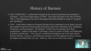 Barth, and consists of a preamble and six theses. Barmen Declaration Youtube