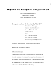 Once cryptorchidism has been diagnosed, treatment should be sought as soon as possible. Pdf Diagnosis And Management Of Cryptorchidism