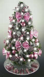 Mini Tabletop Christmas Tree Rose Pink And Silver Fully Etsy Mini Christmas Tree Decorations Christmas Tree Roses Tabletop Christmas Tree