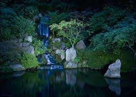 Japanese Garden At Night Portland S Japanese Garden At Nig Flickr Japanese Garden Portland Japanese Garden Waterfall Garden