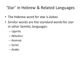 Star f english from the english word for the celestial body, ultimately from old english steorra. Stars In The Bible Robert C Newman Star In Hebrew Related Languages The Hebrew Word For Star Is Kokav Similar Words Are The Standard Words For Ppt Download