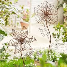 Deko Stecker Set 2 Tlg Bluten Rost Optik Hohe Je Ca 110 Cm Rost Deko Garten Garten Garten Deko