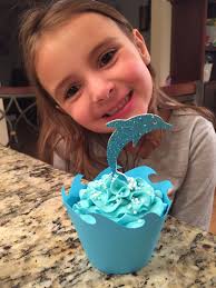 Ocean WAVE Cupcake Wrappers Holders Nautical Toppers Paper Ocean Blue  Birthday Summer Pirate