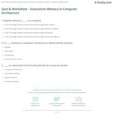 .developer algorithm cache computer architecture & low level computer science distributed computing large scale computing math & computation software design. Quiz Worksheet Associative Memory In Computer Architecture Study Com