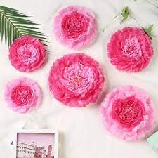 Pack Of 6 Pink Fushia Multi Size Carnation 3d Giant Paper Flowers Paper Flower Backdrops Wedding Wall 7 9 11 Clearance Sale In 2021 Paper Flower Backdrop Wedding Giant Paper Flowers Tissue Paper Flowers