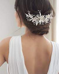 Rose Gold Bridal Comb Wedding Comb Floral Bridal Accessory Rhinestone Wedding Hair Piece Floral Wed Floral Hair Pieces Wedding Hair Clips Hair Piece