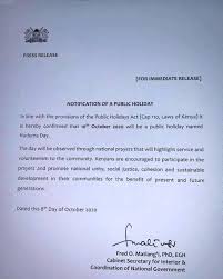 December 13, monday, jamhuri day observed . Tomorrow Will Be A Public Holiday Jubilee Party Forum Facebook