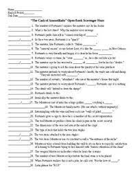 The Cask Of Amontillado Scavenger Hunt Key 30 Questions The Cask Of Amontillado Book Scavenger Hunt Scavenger Hunt