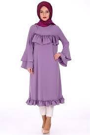Firfir Detayli Tunik 8540 Lila Tunik Modelleri Kirazgiyim Dresses High Neck Dress Fashion