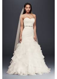 Organza Mermaid Wedding Dress With Ruffled Skirt David S Bridal Davids Bridal Wedding Dresses Ruffle Wedding Dress Bridal Wedding Dresses